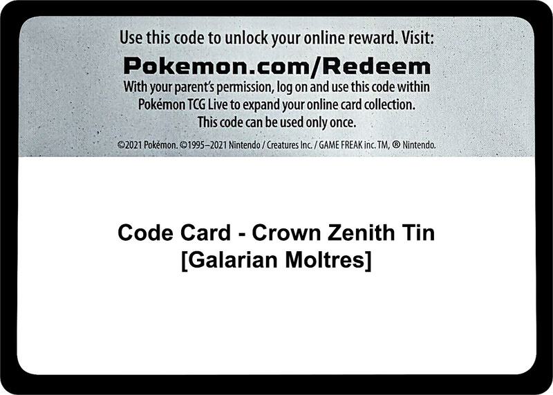 Code Card - Crown Zenith Tin [Galarian Moltres] Pokemon card from Crown Zenith