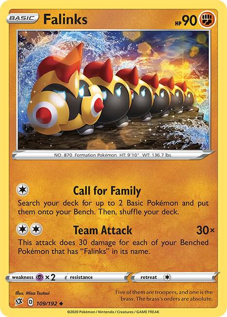 Falinks Pokemon card from SWSH02: Rebel