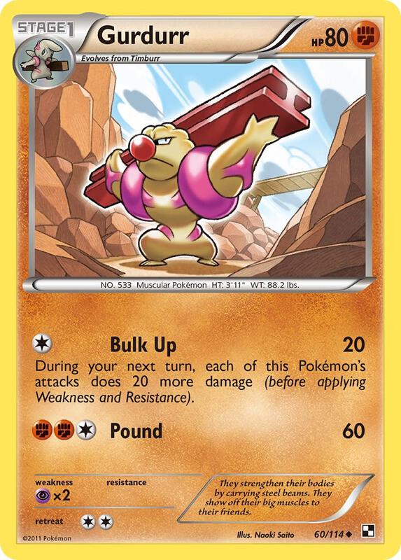 Gurdurr Pokemon card from Black and White