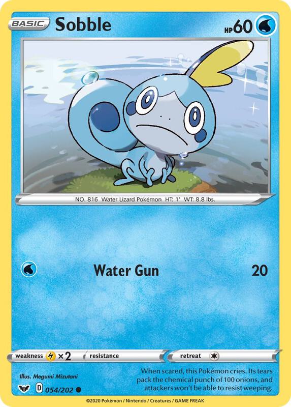 Sobble (054) Pokemon card from SWSH01: Sword & Shield Base Set