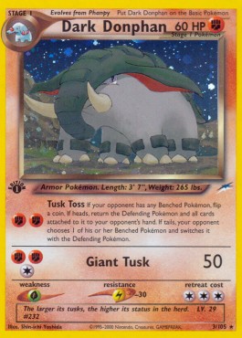 Dark Donphan Pokemon card from Neo Destiny