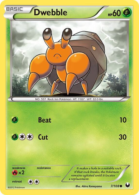 Dwebble Pokemon card from Dark Explorers