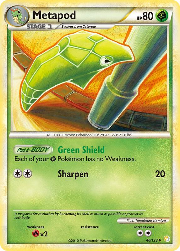 Metapod Pokemon card from HeartGold SoulSilver