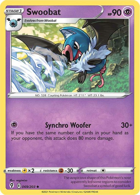Swoobat Pokemon card from SWSH07: Evolving