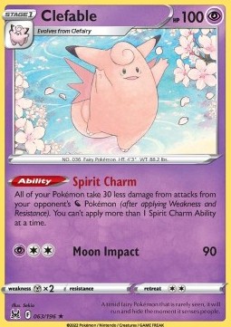 Clefable Pokemon card from Lost Origin