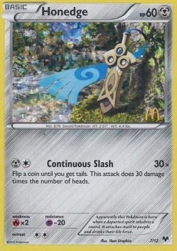 Honedge Pokemon card from McDonalds Collection 2014