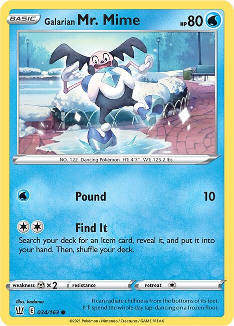 Galarian Mr. Mime Pokemon card from SWSH05: Battle Styles