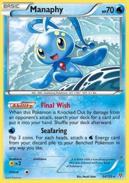 Manaphy Pokemon card from Plasma Storm