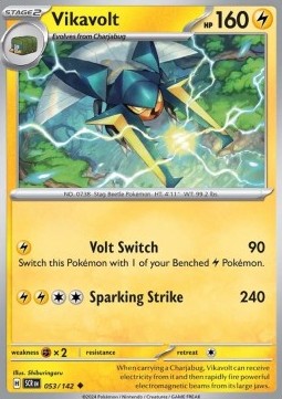 Vikavolt Pokemon card from Stellar Crown