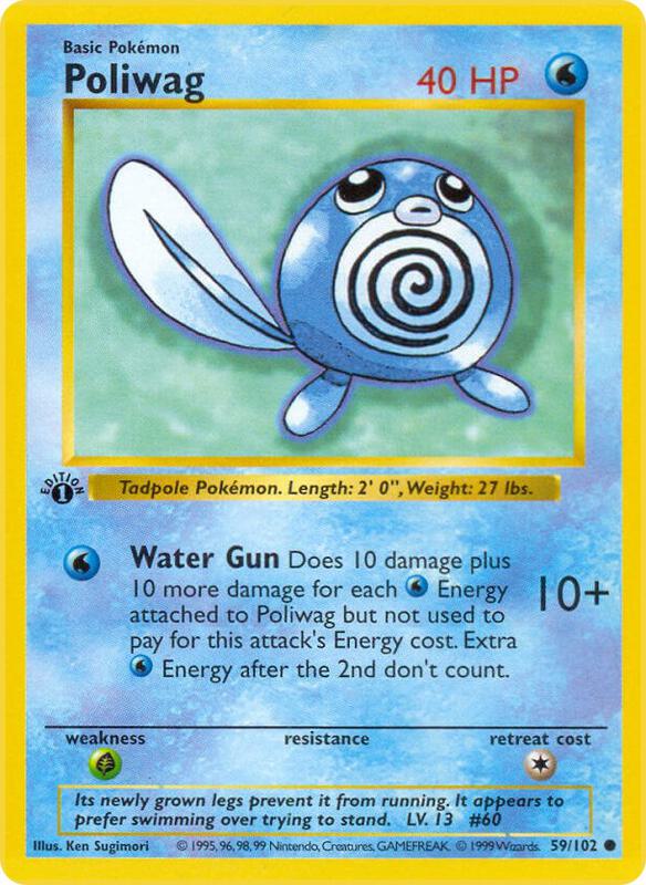 Poliwag Pokemon card from Base Set (Shadowless)
