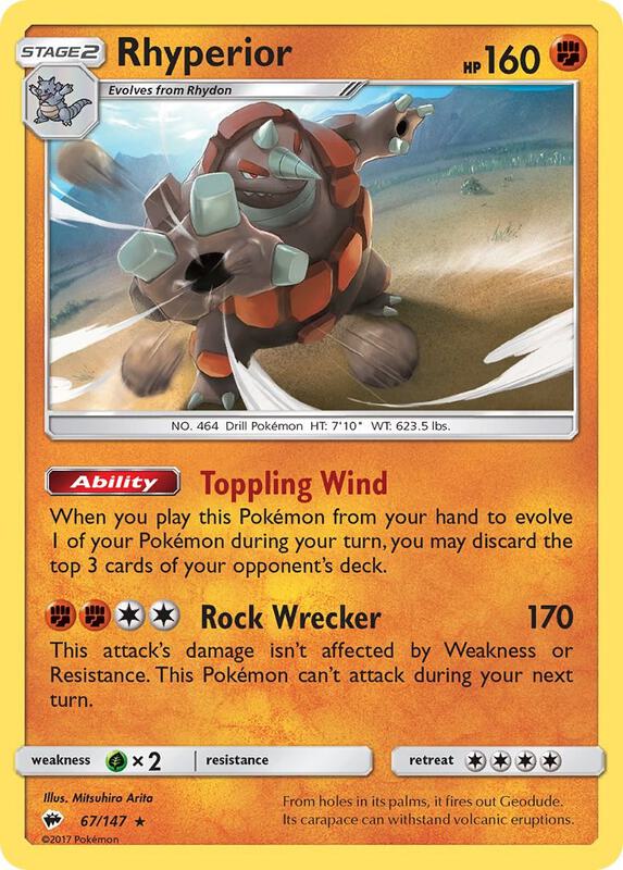 Rhyperior Pokemon card from SM - Burning Shadows