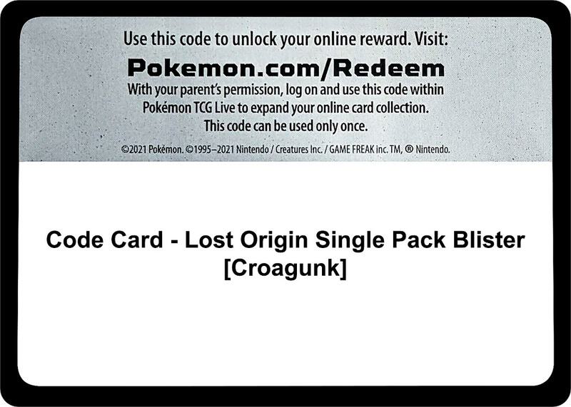 Code Card - Lost Origin Single Pack Blister [Croagunk] Pokemon card from SWSH11: Lost Origin