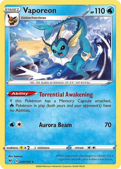 Vaporeon Pokemon card from SWSH04: Vivid Voltage