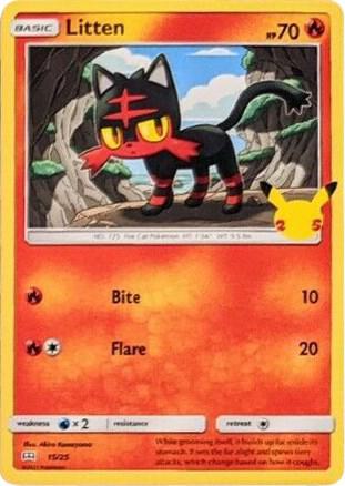 Litten Pokemon card from McDonald's 25th Anniversary Promos