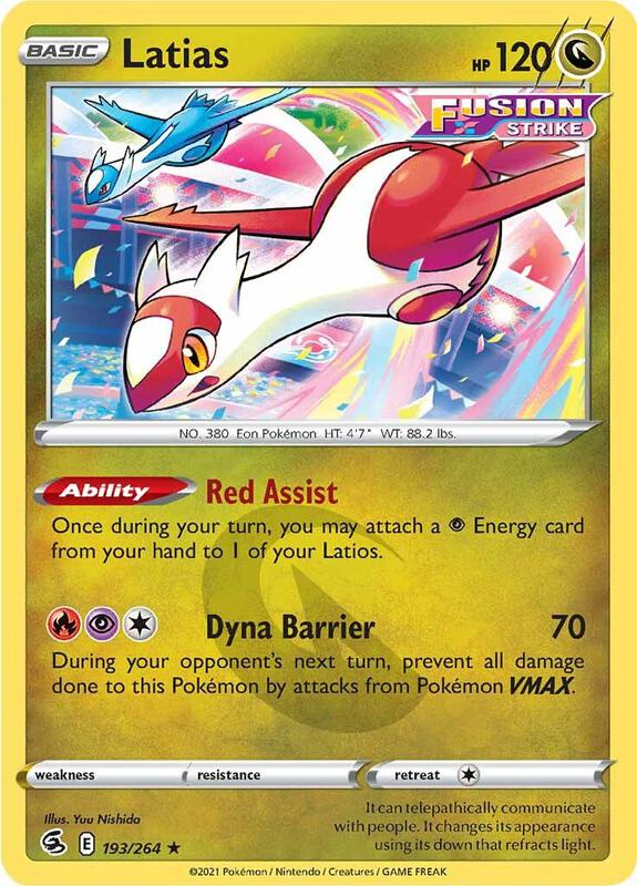 Latias Pokemon card from SWSH08: Fusion Strike