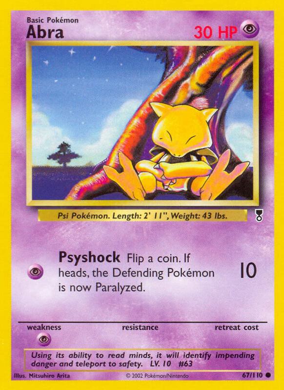 Abra Pokemon card from Legendary Collection