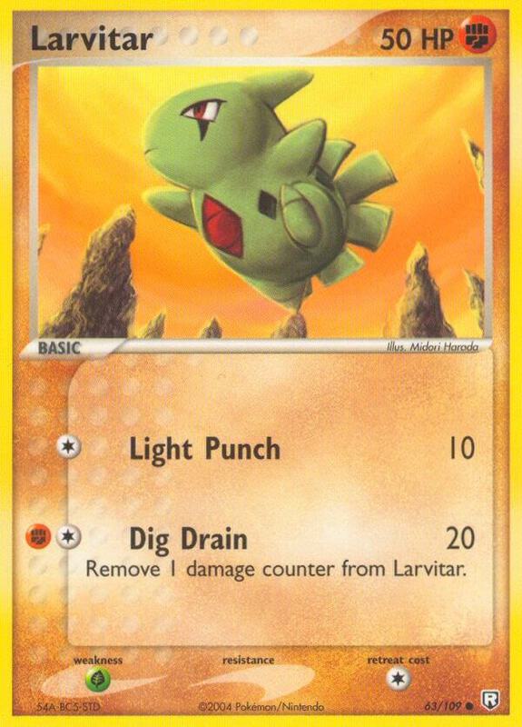 Larvitar Pokemon card from Team Rocket Returns