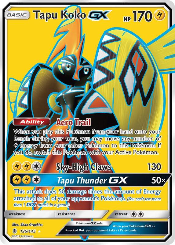 Tapu Koko GX (Full Art) Pokemon card from SM - Guardians Rising