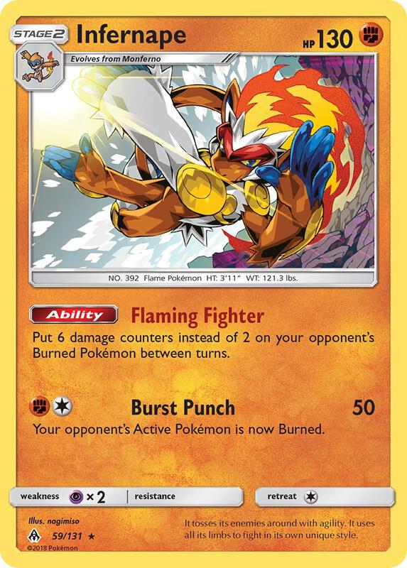 Infernape Pokemon card from SM - Forbidden Light