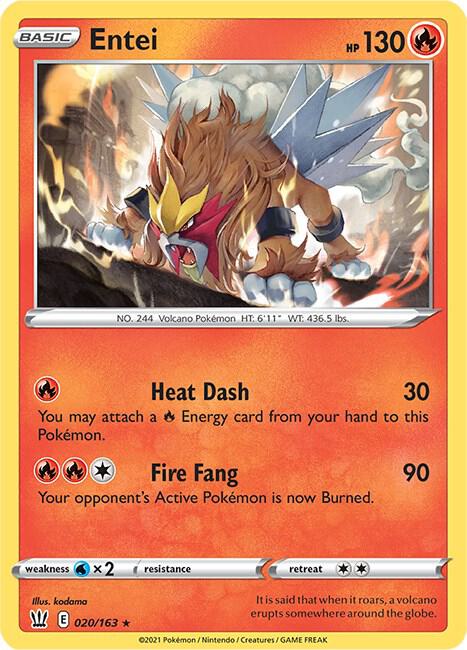 Entei Pokemon card from SWSH05: Battle Styles