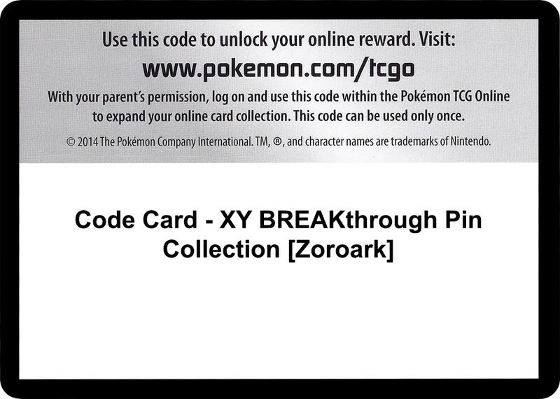 Code Card - XY BREAKthrough Pin Collection [Zoroark] Pokemon card from XY - BREAKthrough