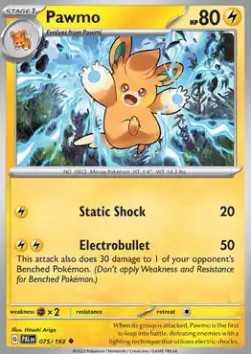 Pawmo Pokemon card from Paldea Evolved