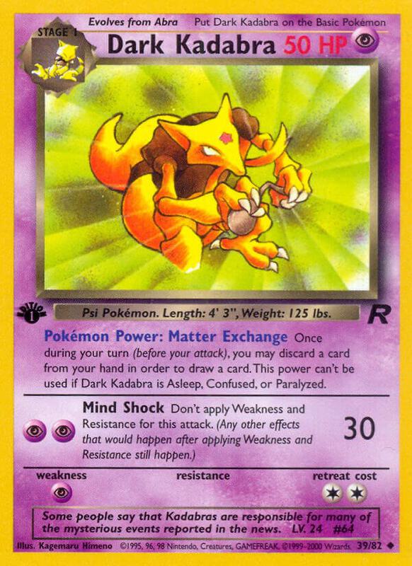 Dark Kadabra Pokemon card from Team Rocket