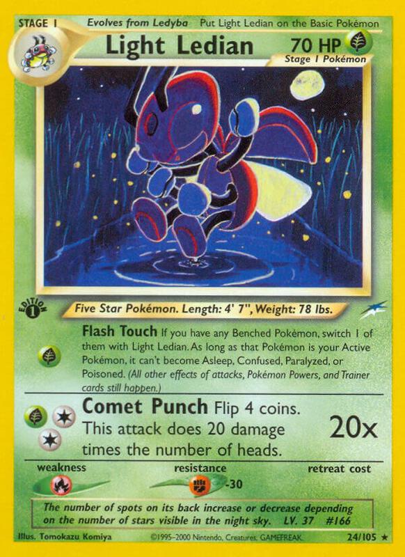 Light Ledian Pokemon card from Neo Destiny
