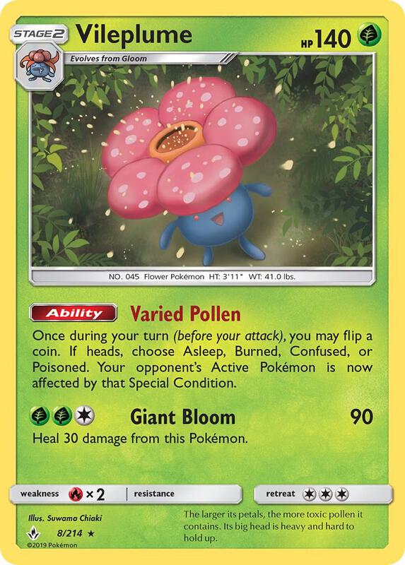 Vileplume Pokemon card from SM - Unbroken Bonds