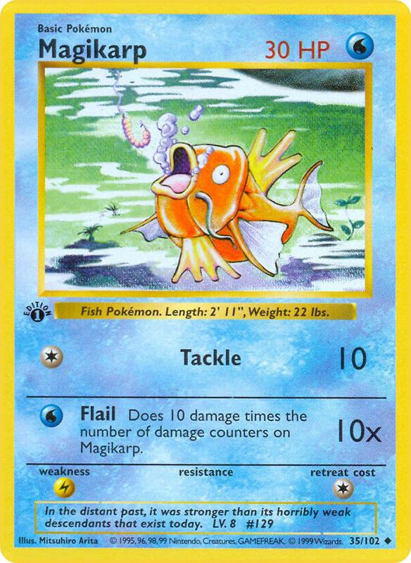 Magikarp Pokemon card from Base Set (Shadowless)