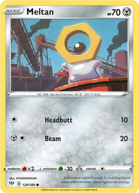 Meltan Pokemon card from SWSH03: Darkness Ablaze