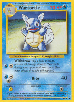 Wartortle Pokemon card from Base Set