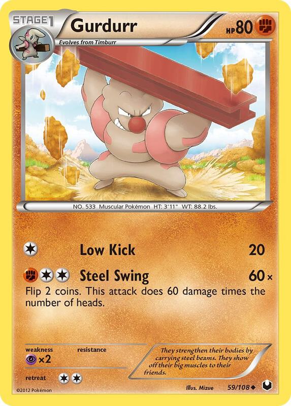 Gurdurr Pokemon card from Dark Explorers
