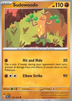 Sudowoodo Pokemon card from Paldea Evolved
