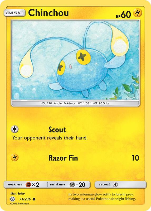Chinchou Pokemon card from SM - Cosmic Eclipse