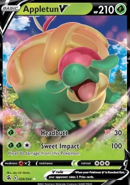 Appletun V Pokemon card from Fusion Strike