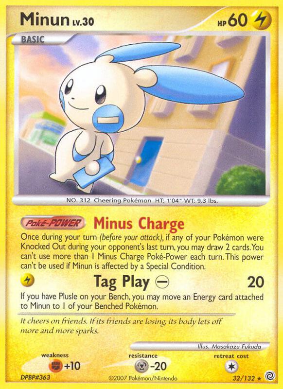 Minun Pokemon card from Secret Wonders