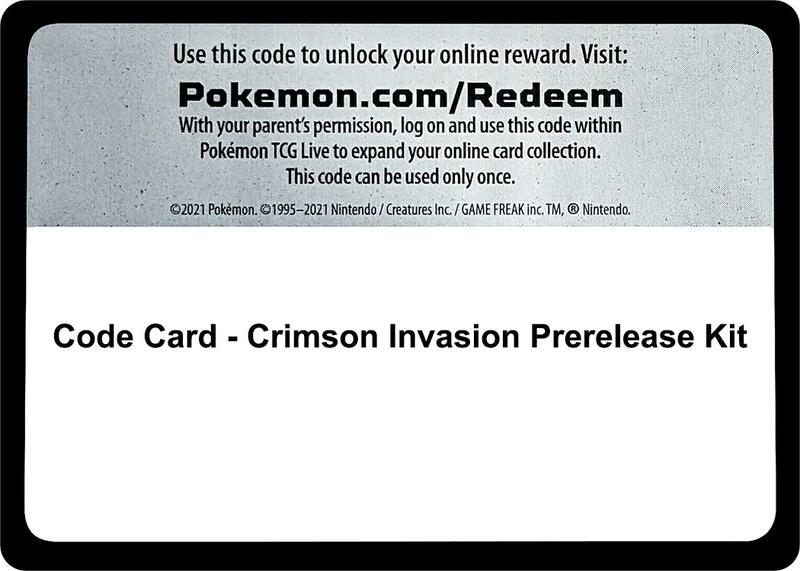 Code Card - Crimson Invasion Prerelease Kit Pokemon card from SM - Crimson Invasion