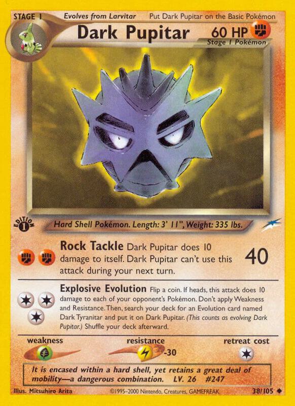 Dark Pupitar Pokemon card from Neo Destiny