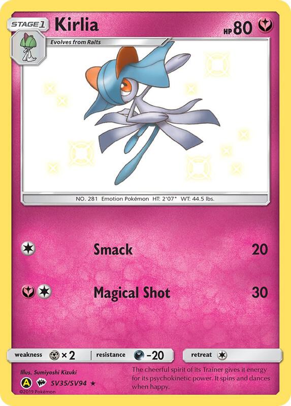 Kirlia Pokemon card from Hidden Fates: Shiny Vault