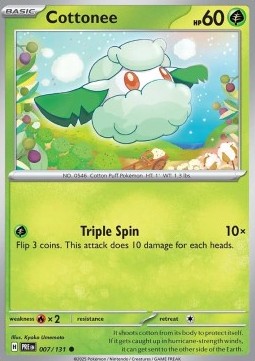 Cottonee Pokemon card from Prismatic Evolutions