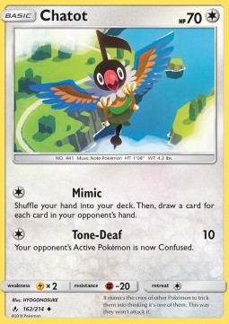 Chatot Pokemon card from Unbroken Bonds