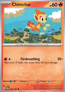 Chimchar Pokemon card from Twilight Masquerade