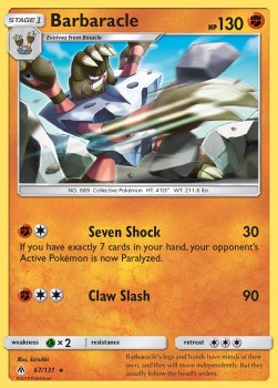 Barbaracle Pokemon card from Forbidden Light