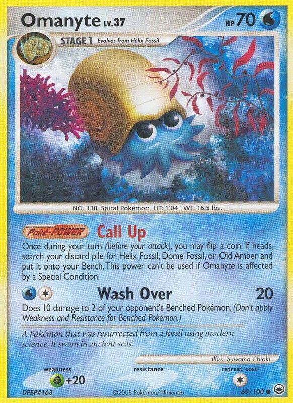 Omanyte Pokemon card from Majestic Dawn