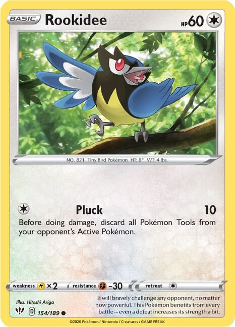 Rookidee Pokemon card from SWSH03: Darkness Ablaze