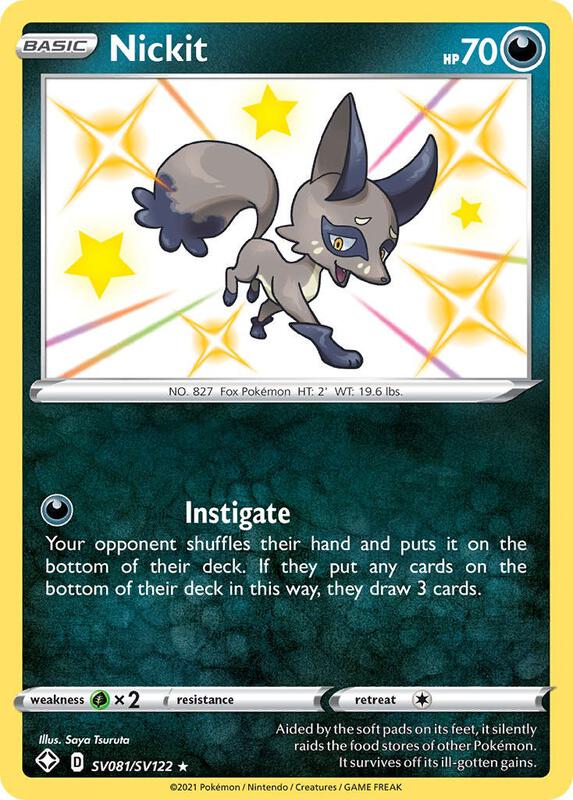 Nickit Pokemon card from Shining Fates: Shiny Vault