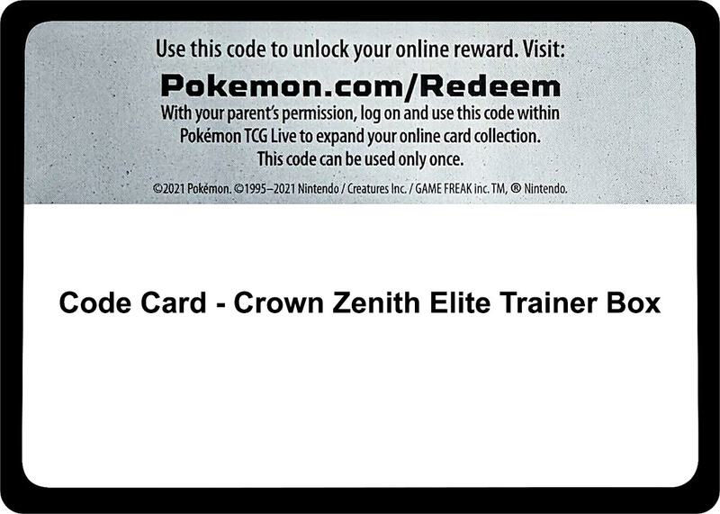 Code Card - Crown Zenith Elite Trainer Box Pokemon card from Crown Zenith