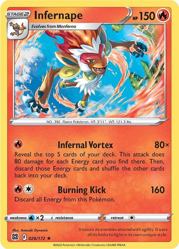 Infernape Pokemon card from SWSH09: Brilliant Stars