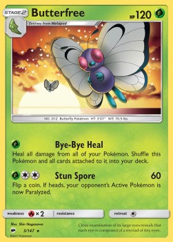 Butterfree Pokemon card from Burning Shadows